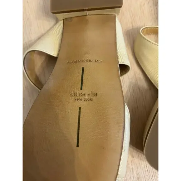 Dolce Vita Women’s Lavern All Leather Sandals Light Yellow Crinkle Patent 10 - Picture 6 of 8